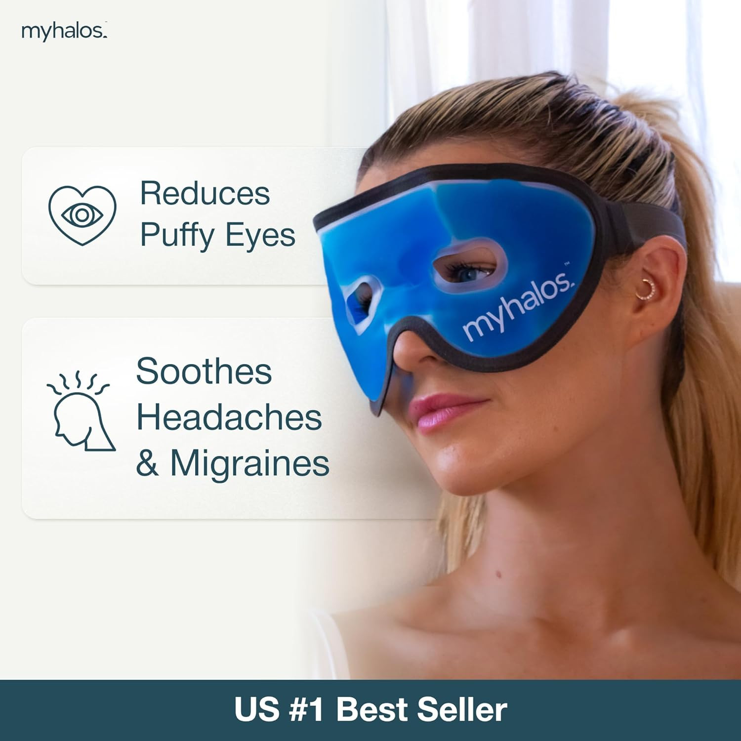 Cooling Eye Mask - Reusable Gel Eye Mask Cold Pack - Our Ice Eye Mask Soothes Pu