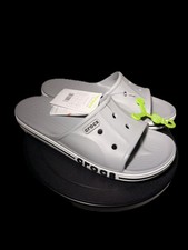 Crocs Bayaband Slide Gray White Slip On Sandals Comfort Men's Size 9 New