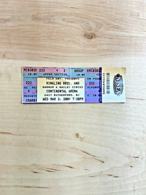 2004 Ringling Bros Barnum Bailey Circus Ticket Stub Continental Arena NJ