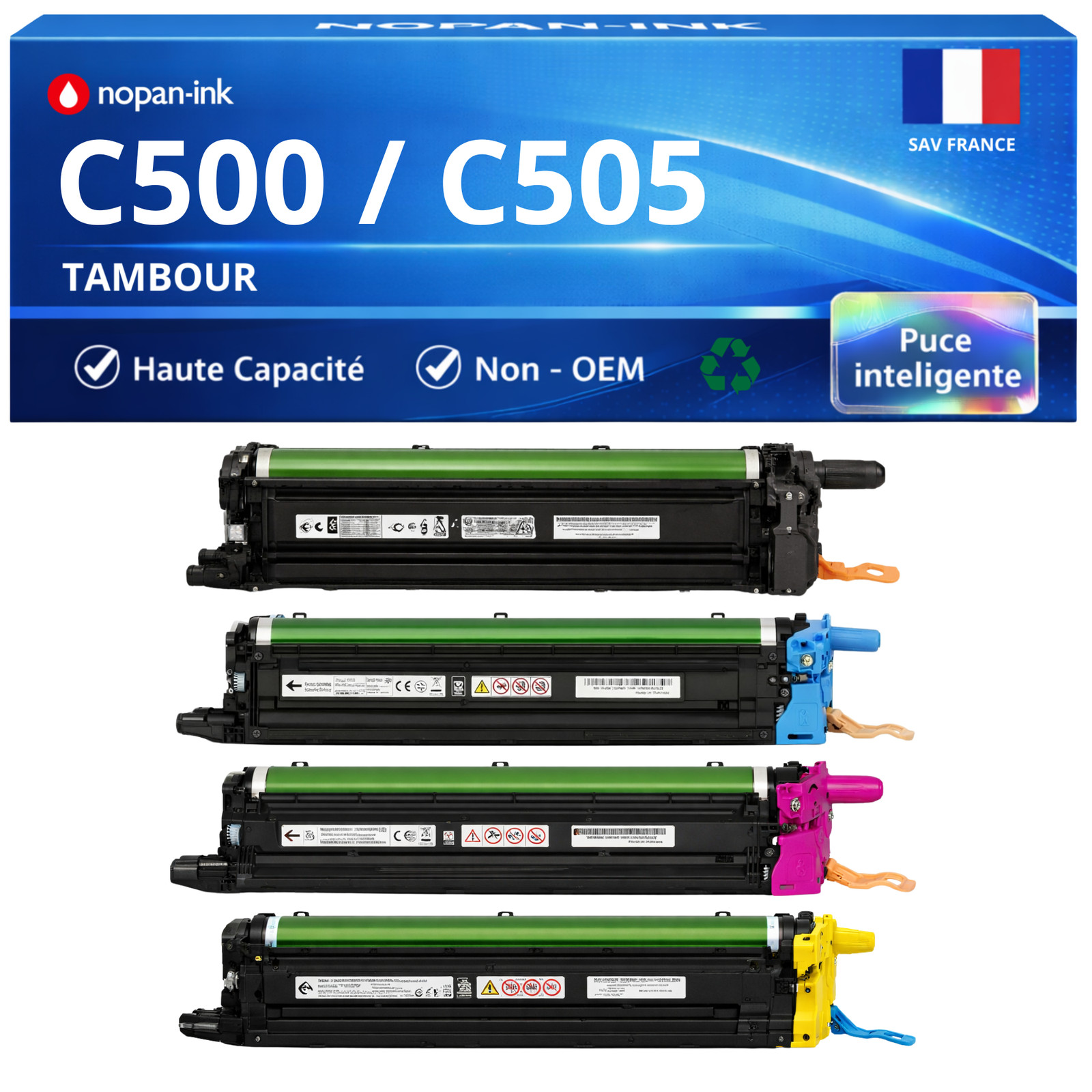 Pack 4 tambours pour Xerox 108R01484 Phaser 500 505 couleurs