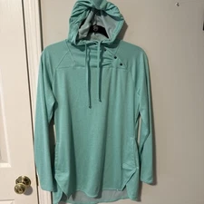 Simms Solarflex Snap Button Long Sleeve Pocket Hoodie Womens Small Mint Green