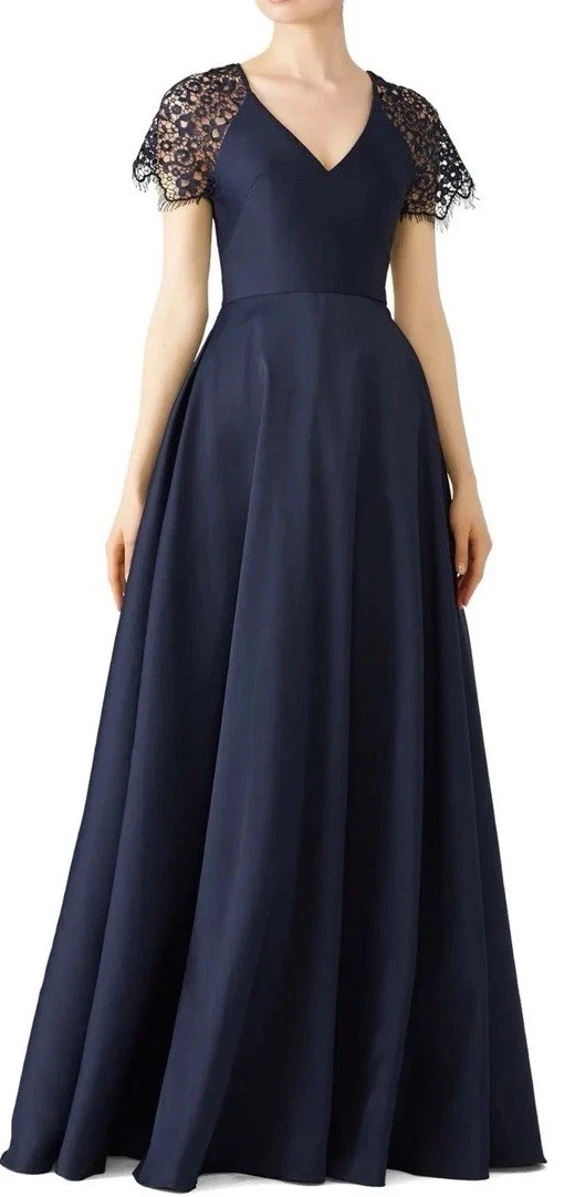 monique lhuillier navy lace dress Navy Tulle To Lace Gown by ML Monique Lhuillier