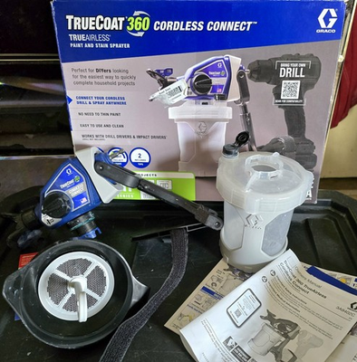 #ad GRACO 26D360 TrueCoat 360 Airless Cordless Connect Drill Sprayer FOR PARTS $45.00