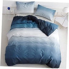 Blue White Gradient Comforter Sets Queen Solid Ocean Sea Queen-90" 90" 7-blue