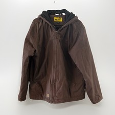 Brazos Work Force Series Jacket Men's Size XL Brown Heavy Hooded Full Zip