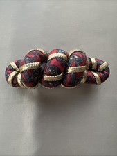 Vintage Vibrant Red Paisley Patterned Hair Clip With Luxurious Gold Trim Accent