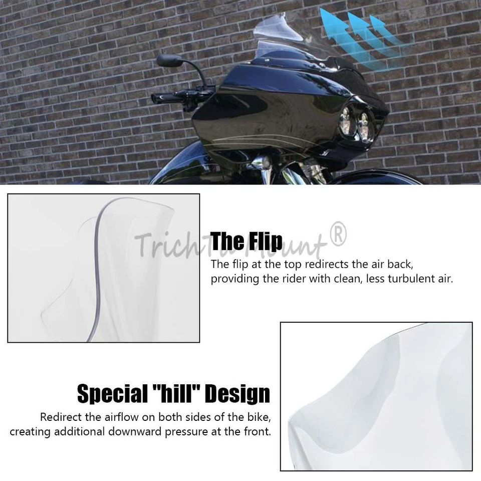 Parabrisas de onda transparente de 12,5 pulgadas para Harley 98-13 Road Glide FLTRX FLTRSE Foto 2 de 4