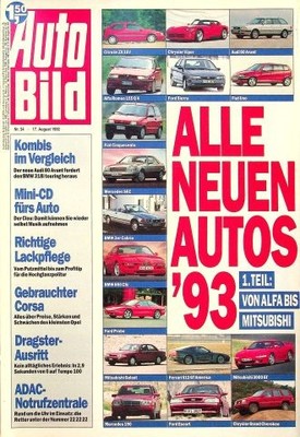 1) Auto Bild 34/1992 - Audi 80 Avant 2.0E mit 115P - BMW 318i E30 touring mit 11