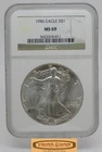 1986 Silver Eagle $1, NGC MS 69 - #B62536