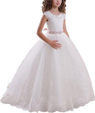 G First Communion Dresses Flower Girl Dress Lace up Communion Dress Ball Gown Gi