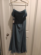 Azazie Blue Women's Formal Dress With Detachable Sleeves - Custom Size