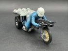 Vintage 1972 Hot Wheels Original RRRumblers ROAMIN CANDLE black bike BLUE DRIVER