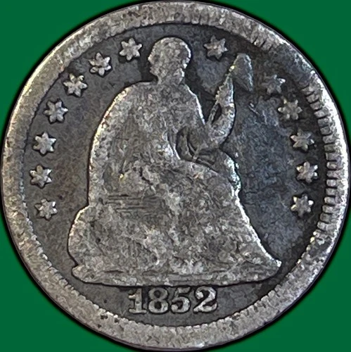 1852 Seated Liberty Half Dime Very Good VG Coin, Scratch #35810