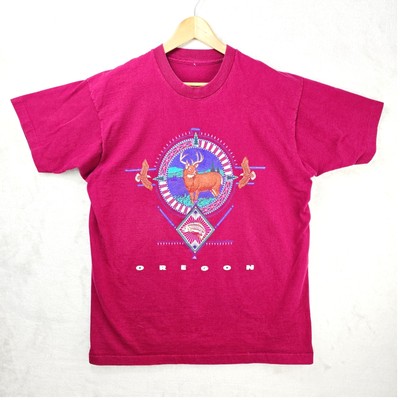 Vintage Heartland Apparel Oregon Shirt XL Red Deer Nature Puff Paint Aztec 90s
