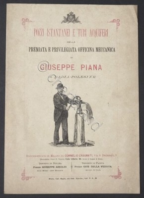 Brunnen und Grundwasserrohre Mechanische Werkstatt von G. Piana in Badia-Polesine um 1900