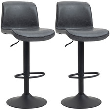 Sgabello bar grigio scuro 42x51 cm pelle PU regolabile girevole vintage schienale alto comodo seduta x2