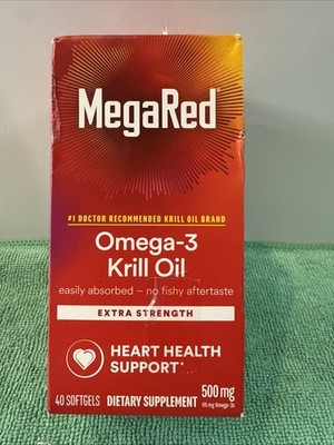 NEW MegaRed Omega-3  Krill Oil, Extra Strength 500 mg. 40 SoftGels