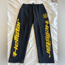Hellstar Black Sweatpants with Yellow Logo