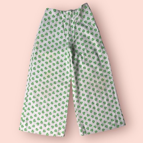Vtg Cinderella Shamrock Green Blouse White Wide Leg Pants Girls Small Outfit Set - Picture 2 of 10