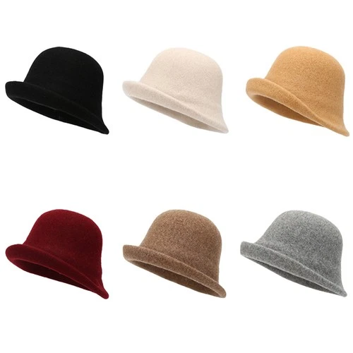 Damen Vintage Winter Warm Wolle Fischerhut 1920er Derby Kirche Party Cloche Cap