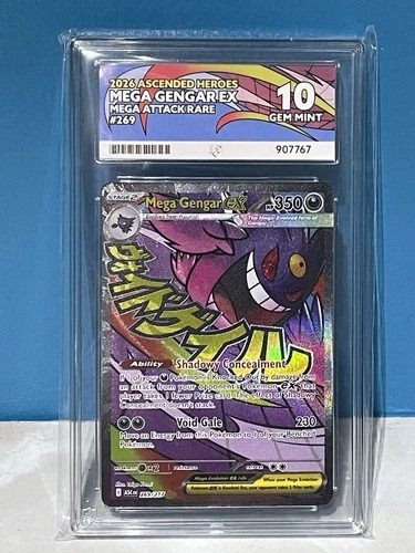 Pokémon Mega Gengar EX 269/217 Ascended Heroes Ace 10 Gem Mint Perfect Subgrades