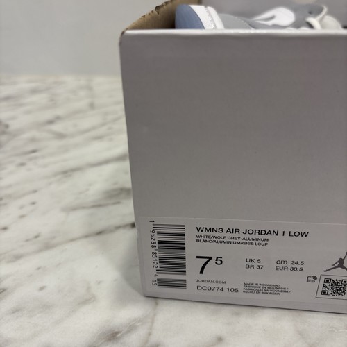 Air Jordan 1 Low Women's Size 7.5 White Wolf Grey Aluminum DC0774-105 Dior - Picture 10 of 10