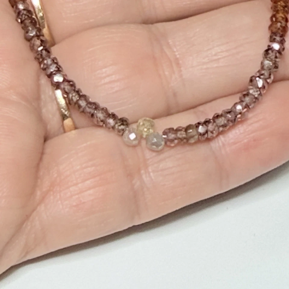 24.8ct Tundra Sapphires Diamond Briolettes handmade gemstone Beaded bracelet Sz7 - Image 3 of 4