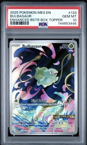 PSA 10 Bulbasaur 133/132 Pokemon Mega Evolution Stamped Box Topper Promo