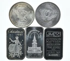 Lot 5 VINTAGE 1 Oz Silver Bars/Rounds Art Bars Collection Poured .999 *439