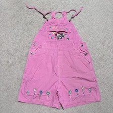 Vintage 00s Powerpuff Girls Cartoon Network Pink Floral Overalls size 14-16T
