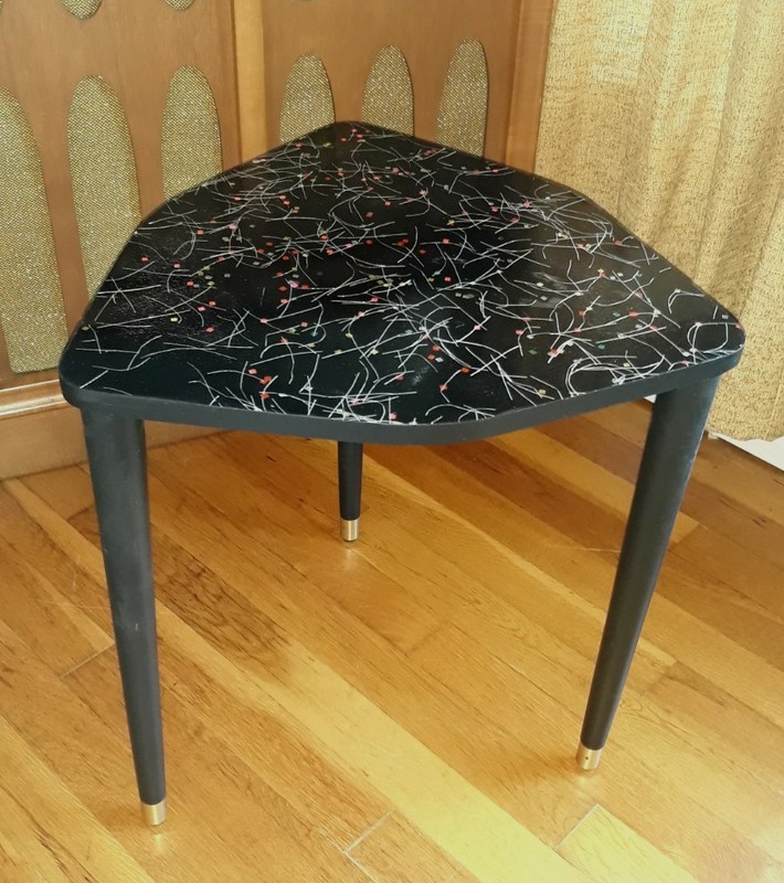 MCM Biltmore Nesting Stackable Table HTF Black w Chunky Glitter Guitar Pick 60s