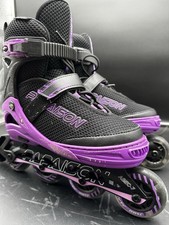 PAPAISON Adjustable Inline Skates Adjustable Sizes Full Light Up Wheels EUC