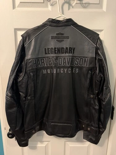 Harley-Davidson Men’s L Black Leather Motorcycle Jacket ..  - product listing photo