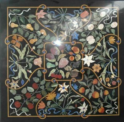 18'' black Marble center Table Top Pietra Dura room home decor antique inlay k9