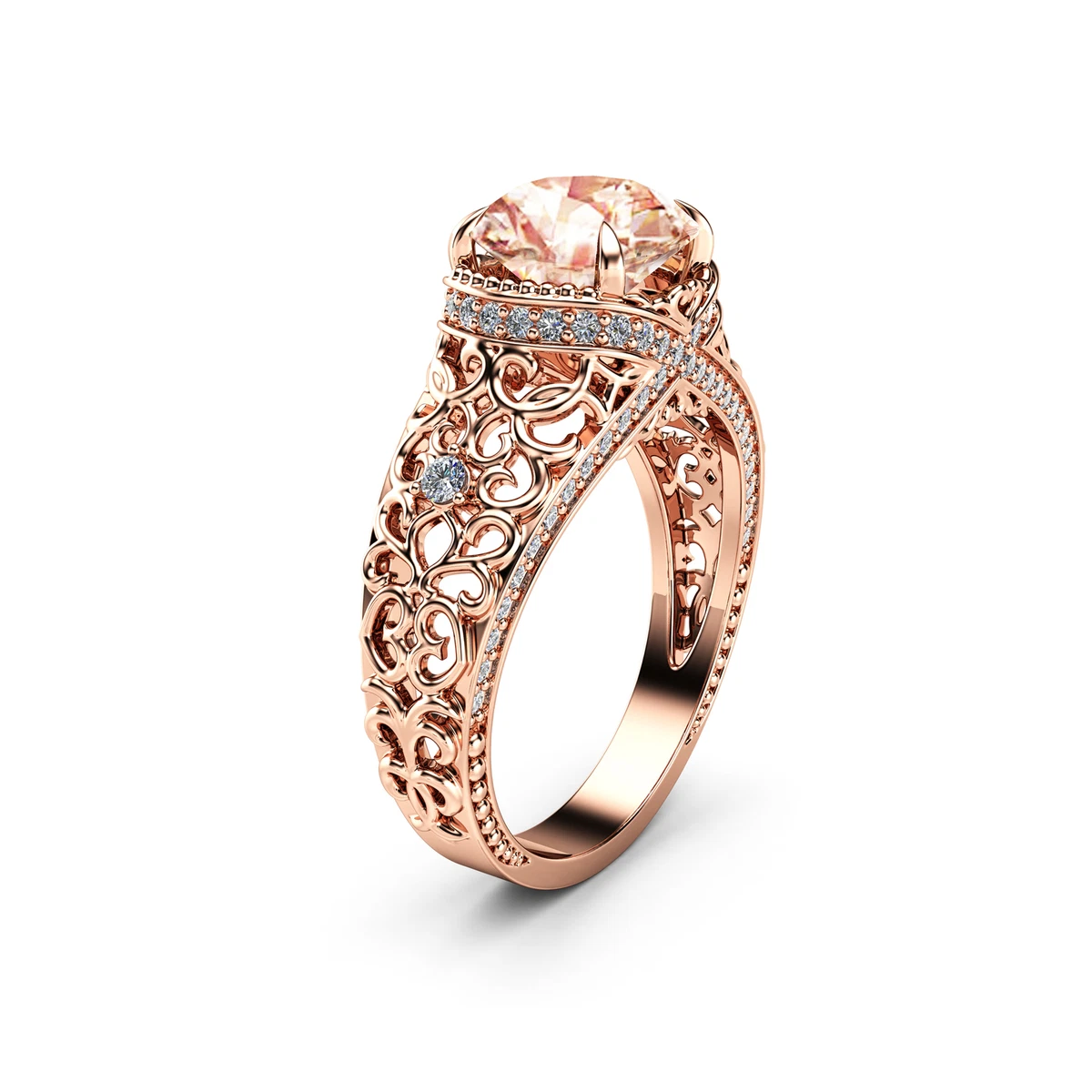 Rose gold deals filigree engagement rings