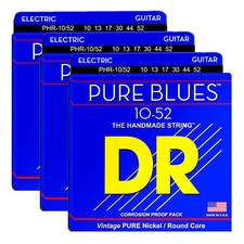 3 SETS DR Strings Pure Blues Electric Strings Pure Nickel Big and Heavy 10-52