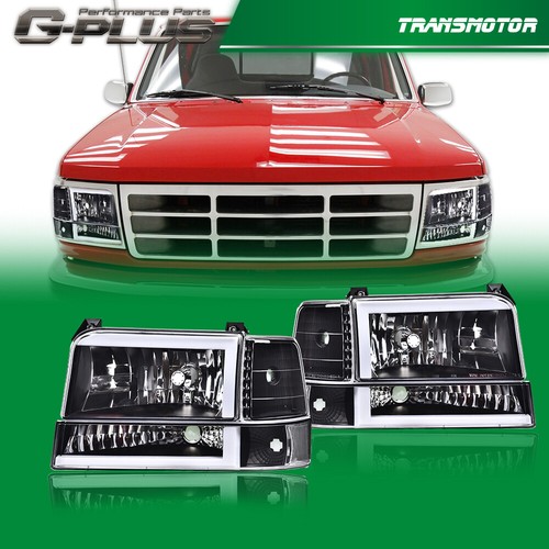 Fit For 92-96 Ford F150 F250 F350 Dual LED DRL Lamps Bumper Headlights 6PCS - Picture 12 of 12