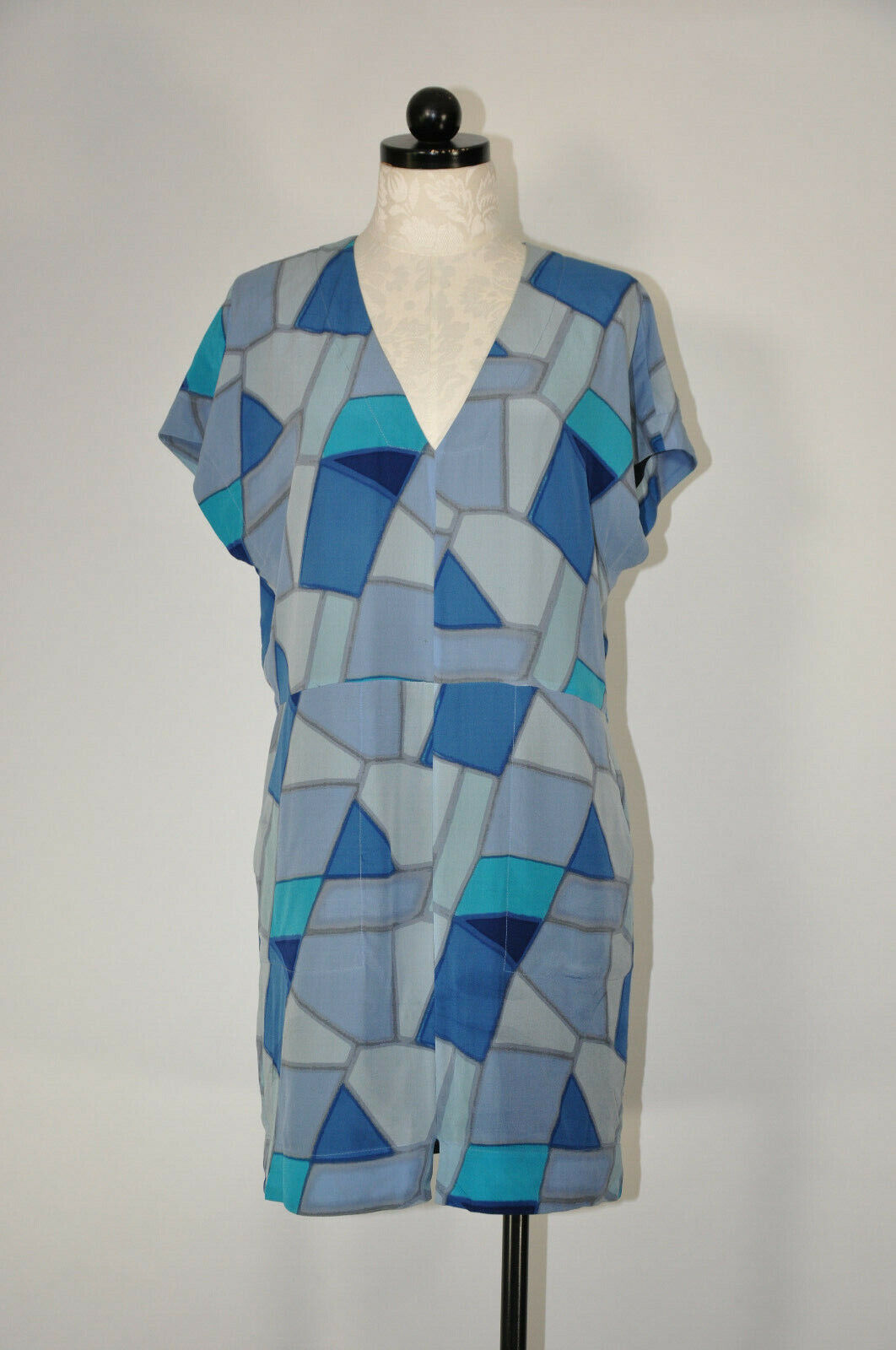 Armani Exchange Blue Gray Silk Stained Glass Prin… - image 2