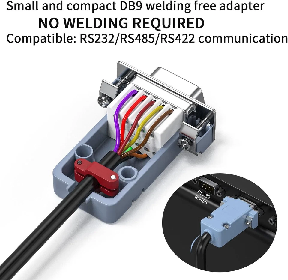 2Pack DB9 Male+Femal Breakout Serial Adapters,Solderless RS232/RS485/RS422 Sc... - Image 3 of 4