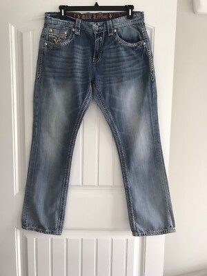 ROCK REVIVAL 100% COTTON ALDEAN SLIM STRAIGHT POCKETS MEN'S JEANS SIZE 36 