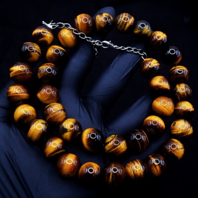 Tiger Eye Round Shape 693.00 Cts 19 Inches Beaded Stunning Necklace VK 07 E610
