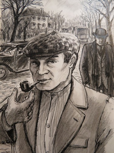 DESSIN ORIGINAL MAIGRET GEORGES SIMENON ROMAN POLICIER POLAR LEYMARIE 1973 g - Imagen 3 de 5