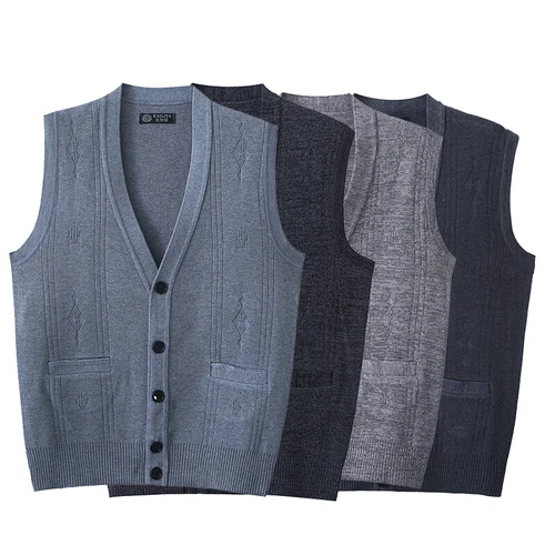 Chaleco de punto para hombre cuello en V sin mangas jersey con botones suéter camiseta sin mangas cárdigan - Imagen 1 de 16