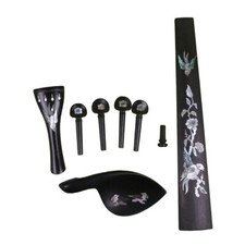 New 4/4 Violin Kit Ebony Tailpiece Peg End Pin Chin Rest Fingerboard Nice Inlay
