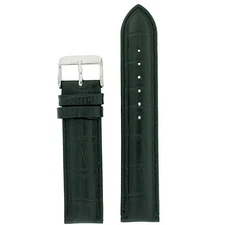 Watch Band Waterproof Leather Straight Cut Crocodile Grain Strap Black 18 -22mm