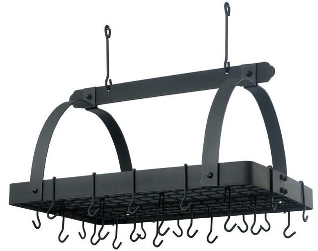 Graphite Rectangular 24 Hanging Hook Ceiling Mount Pot Rack Grid