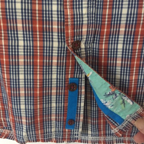 Piping Hot Shirt Size L Red Check Short Sleeve Pocket Contrast Trim Collar NWT - Picture 4 of 11