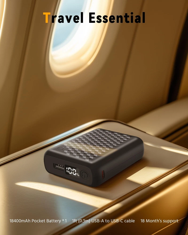 Power Bank 12V 18400mAh High Capacity Battery Bank USB DC Type-C Output,Type-...