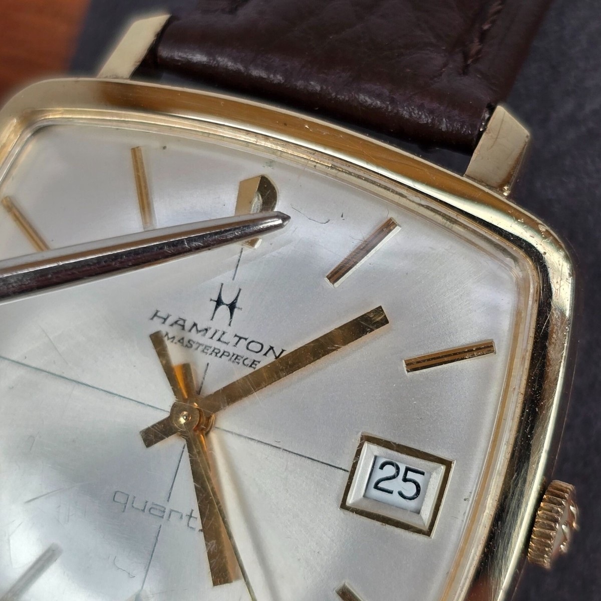 ゆ*i様 Hamilton Masterpiece 腕時計 革 ハミルトン VTG Hamilton Masterpiece Quartz Watch 10K G.F. Square Case Leather