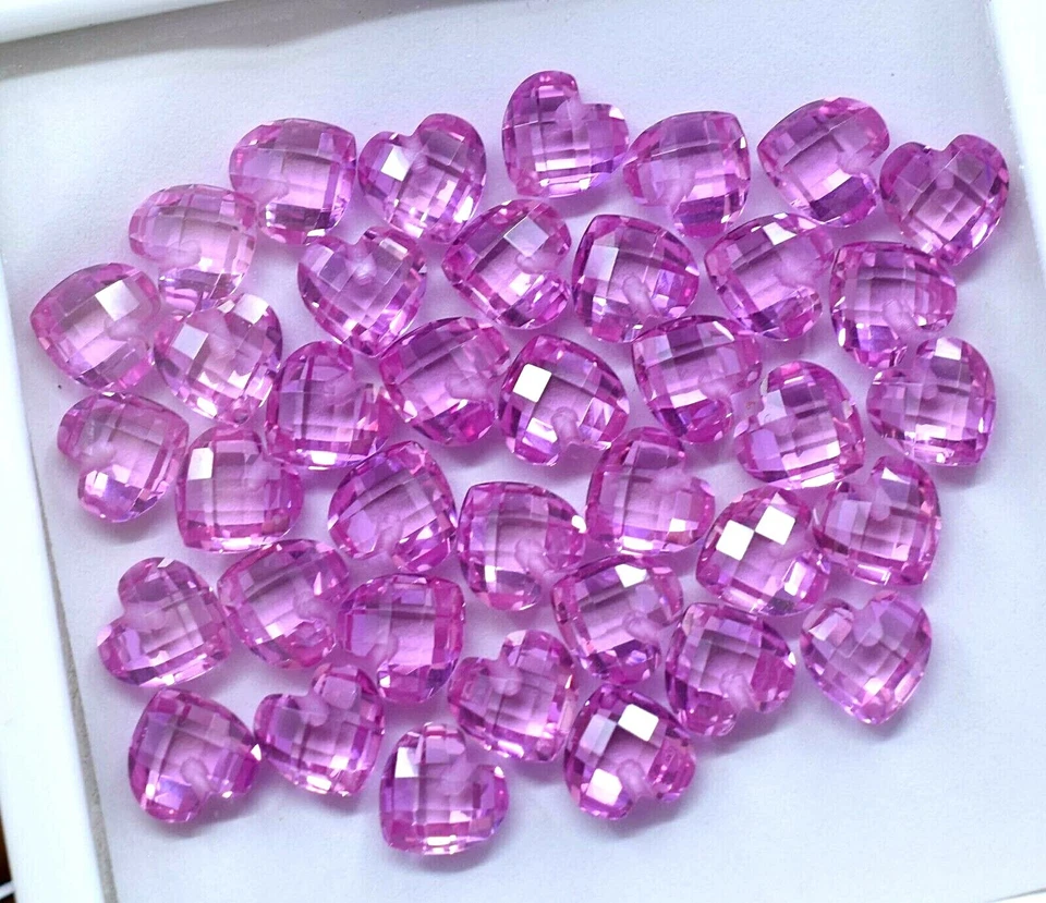 AAA+ 88,05 quilates rubí rosa 38 piezas a cuadros cardíacos 8,00 mm piedras preciosas tratadas Foto 2 de 4